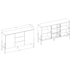 Madia 150x90h cm 2 ante 3 cassetti moderna bianco Simple