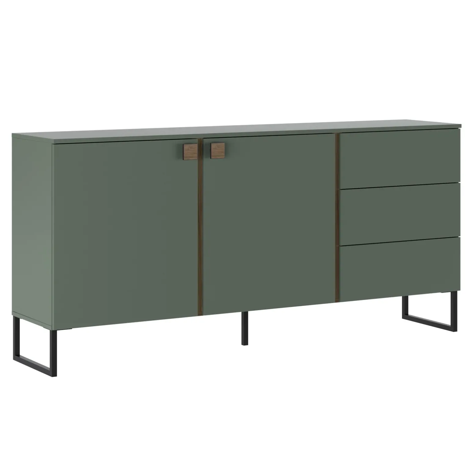 Madia 184x87h cm 2 ante 3 cassetti verde salvia scuro rovere Selvia