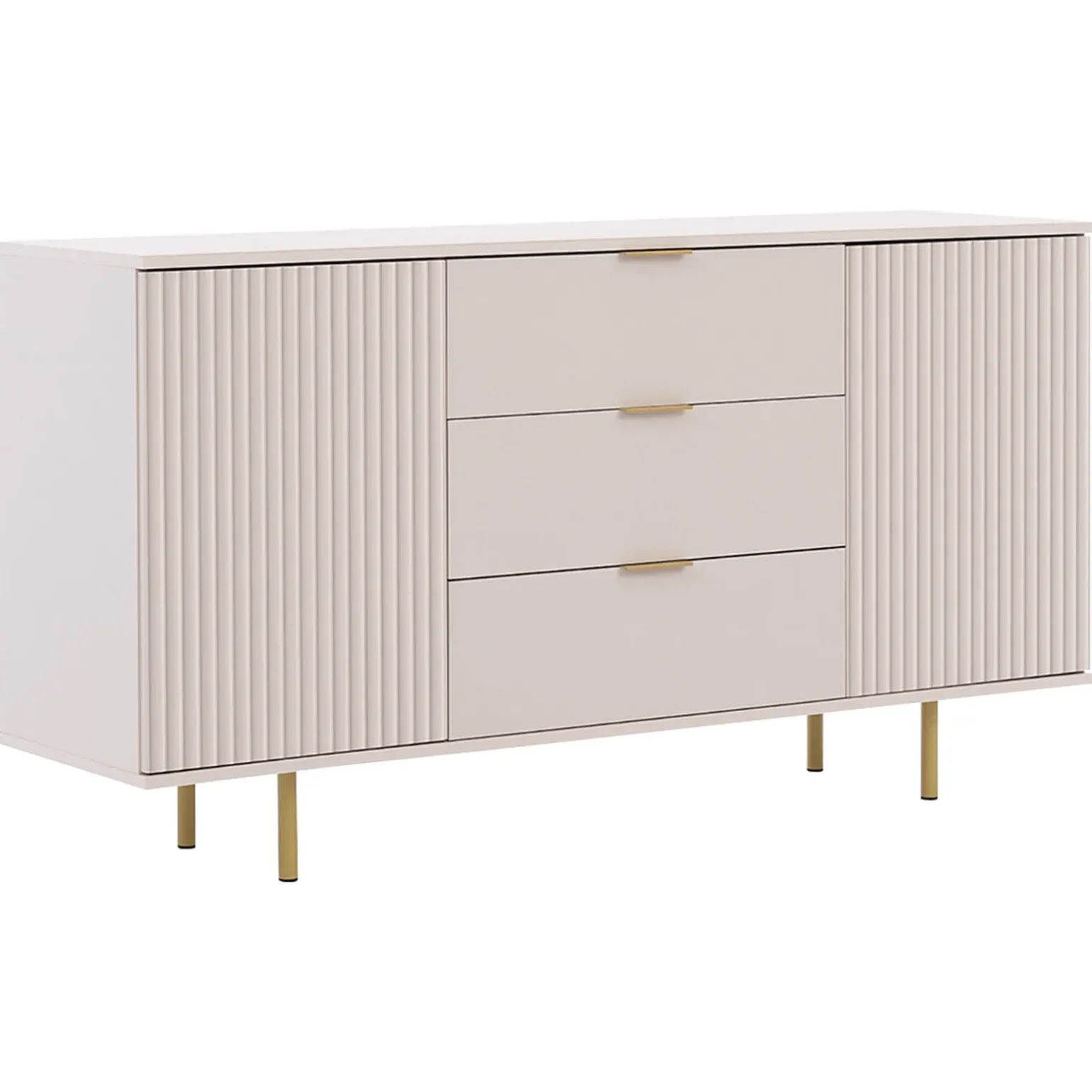 Madia 150x80h cm 2 ante 3 cassetti cannettato moderna beige Vanessa