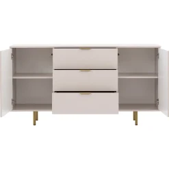 Madia 150x80h cm 2 ante 3 cassetti cannettato moderna beige Vanessa