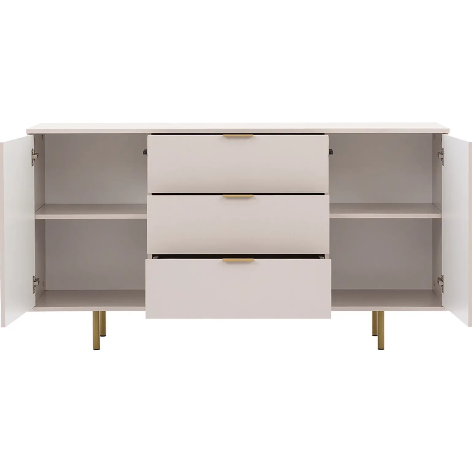 Madia 150x80h cm 2 ante 3 cassetti cannettato moderna beige Vanessa