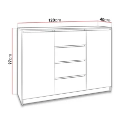 Madia 120x97h cm 2 ante 4 cassetti moderna bianco Velsen