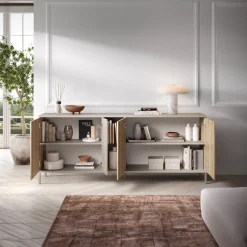 Madia 210x86h cm 4 ante 2 vani rovere chiaro beige Tony