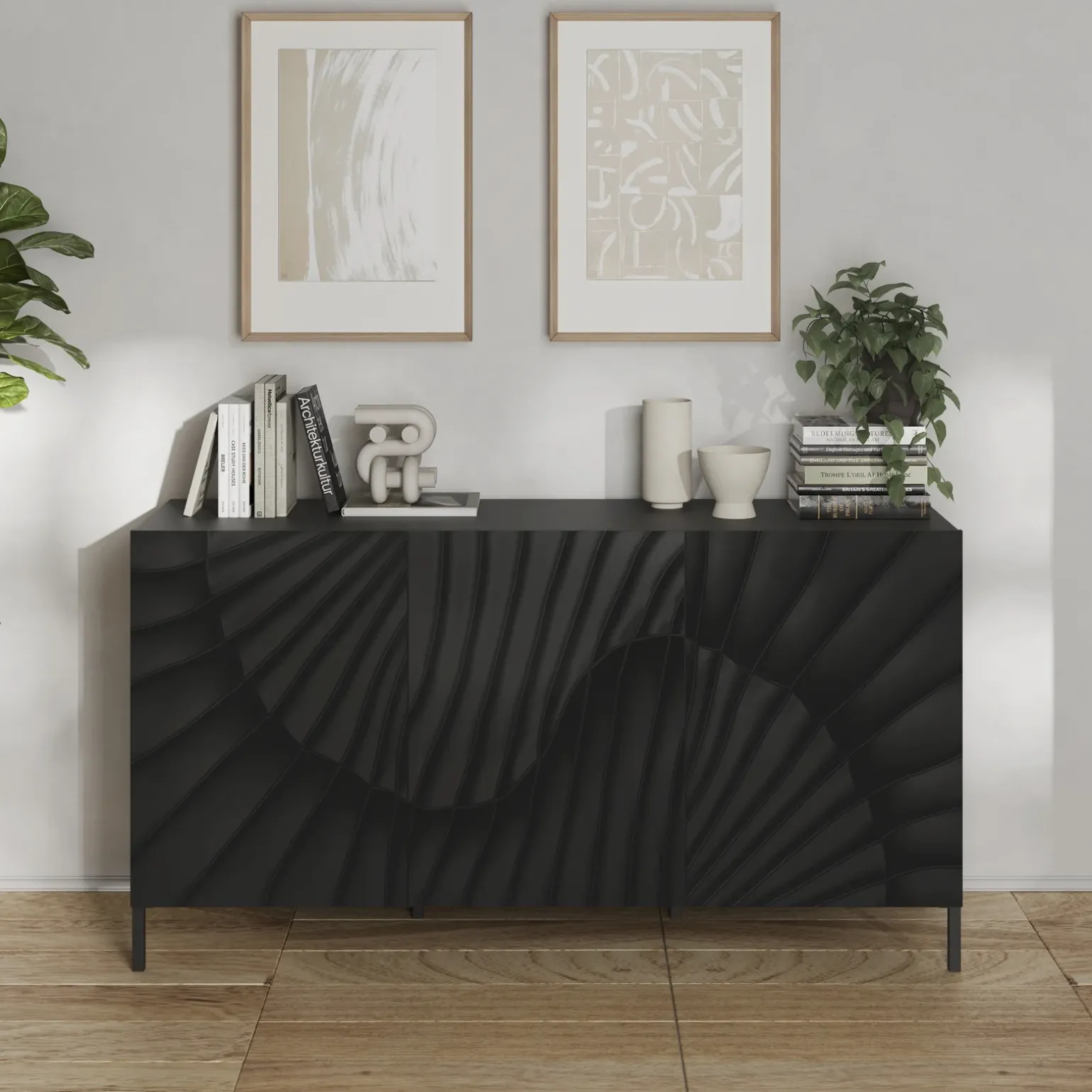 Madia 181x95h cm 3 ante antracite frontali serigrafati Seira
