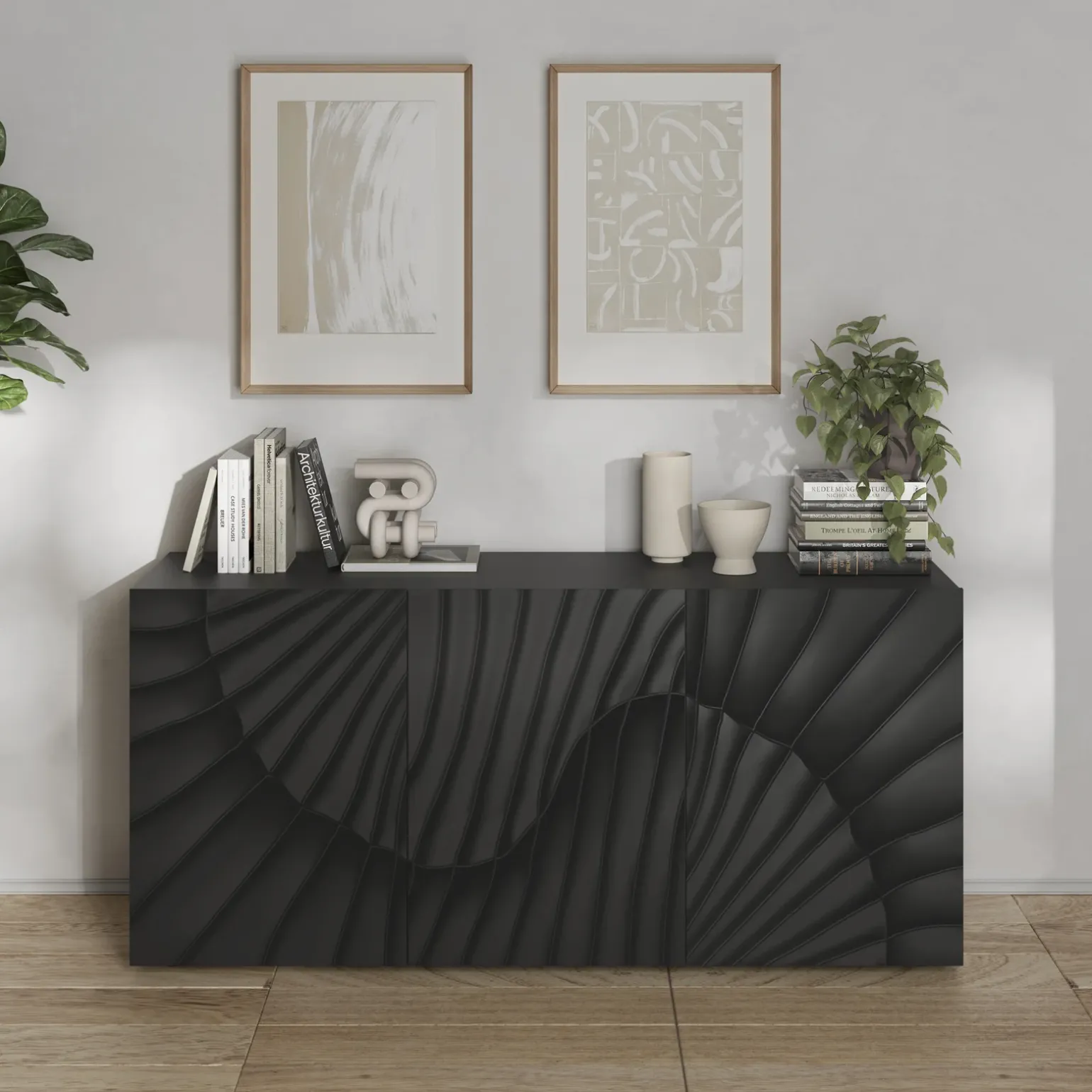 Madia 181x95h cm 3 ante antracite frontali serigrafati Seira