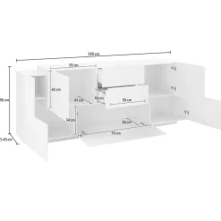 Madia 220x86h cm 2 ante bianco laccato Alabastro