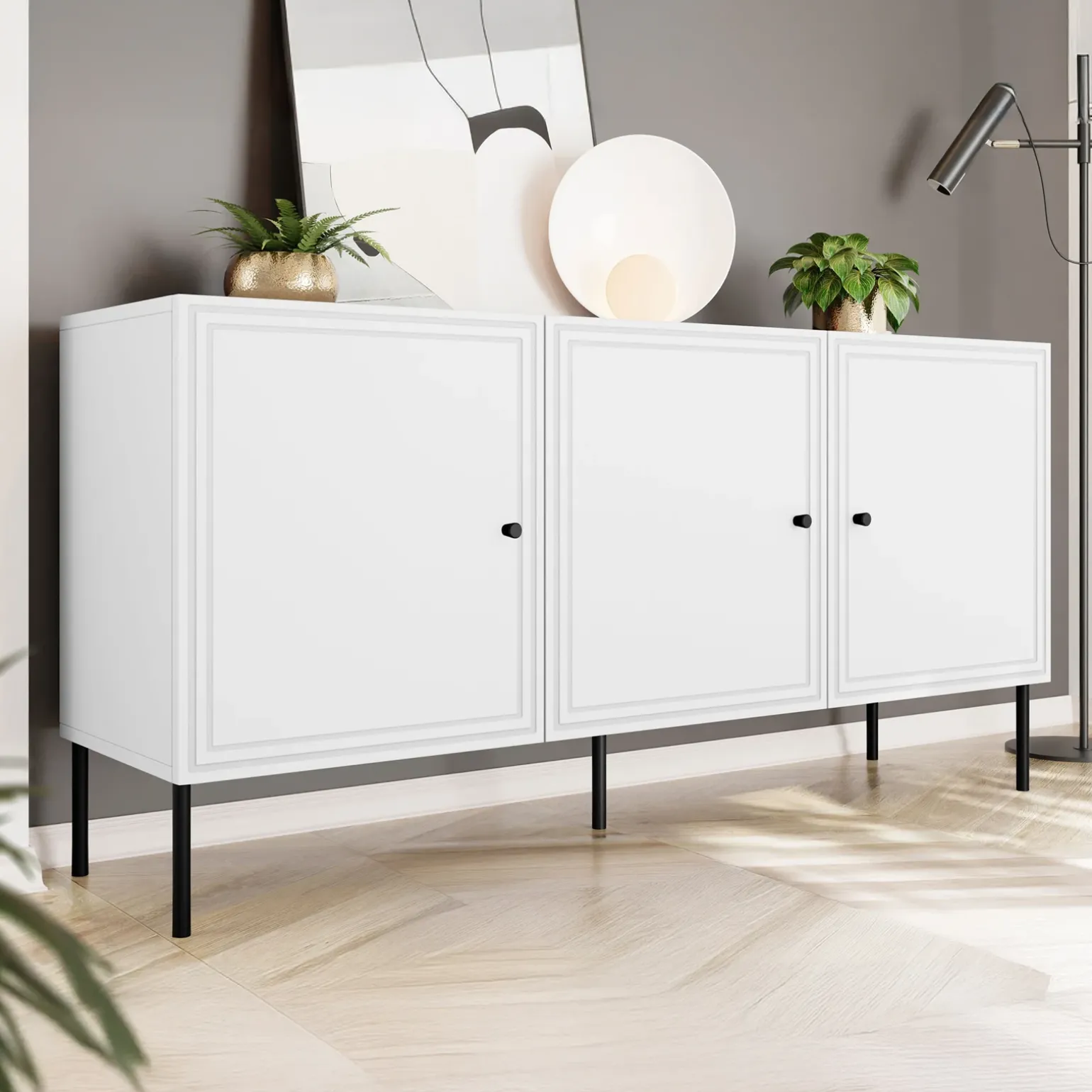 Madia 151x75h cm 3 ante bianco opaco Stark