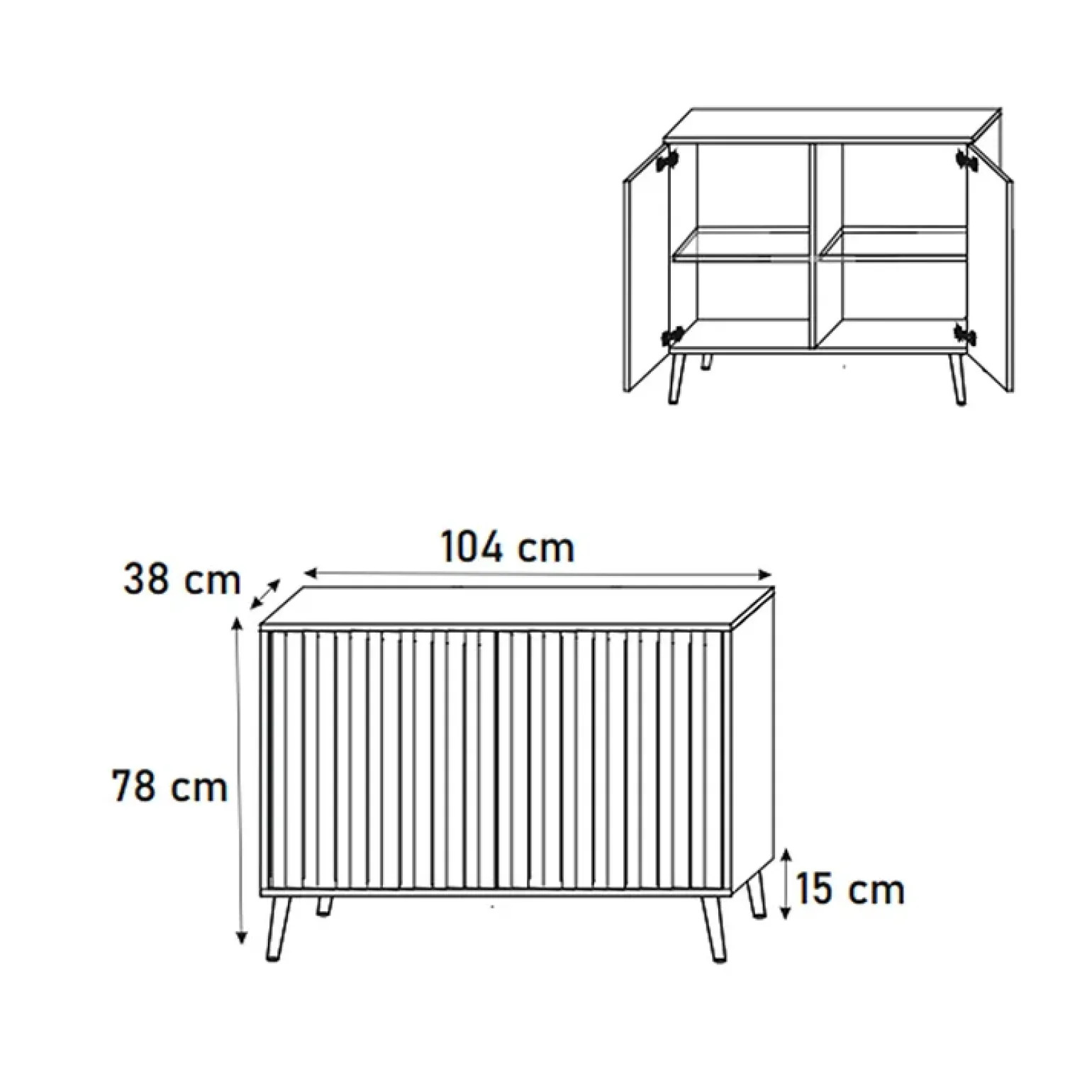 Madia 104x78h cm 2 ante cannettate moderna bianco Celestia