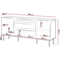 Madia 181x81h cm 3 ante con caminetto noce cannettato Gabiot