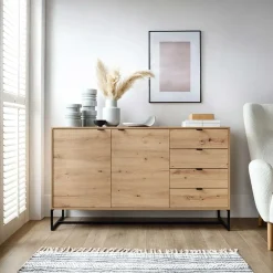 Madia 153x89h cm 2 ante con cassetti moderna soggiorno noce Erin