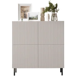Madia 101x106h cm 4 ante con frontali cannettati beige Ziggy
