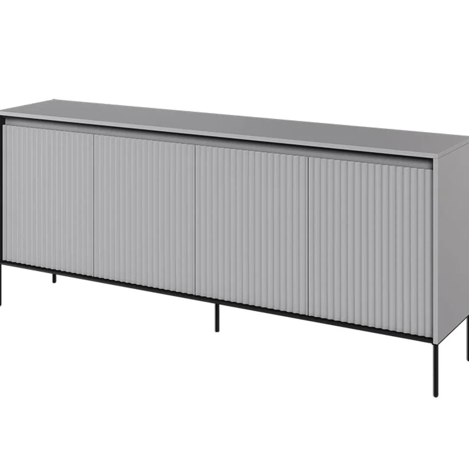 Madia 193x83h cm 4 ante con led cannettato grigio nero Camelia
