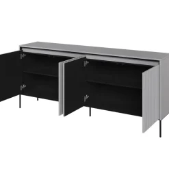 Madia 193x83h cm 4 ante con led cannettato grigio nero Camelia