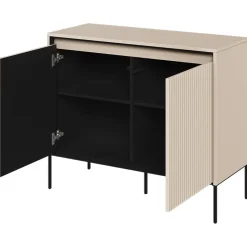 Madia 98x83h cm 2 ante con led cannettato beige nero Camelia