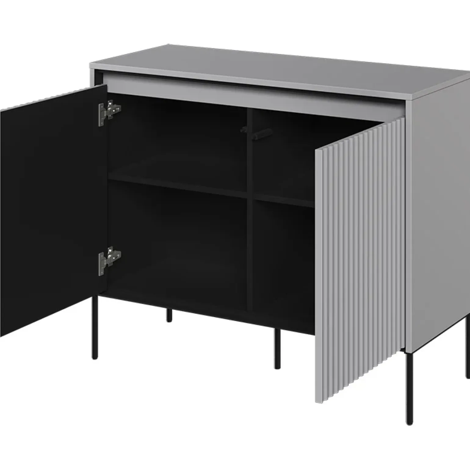 Madia 98x83h cm 2 ante con led cannettato grigio nero Camelia