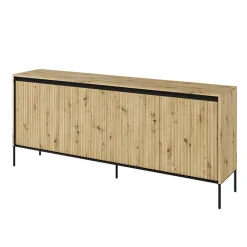 Madia 193x83h cm 4 ante con led cannettato rovere rustico nero Camelia