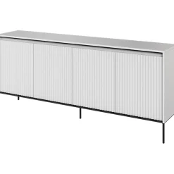 Madia 193x83h cm 4 ante con led cannettato bianco opaco nero Camelia