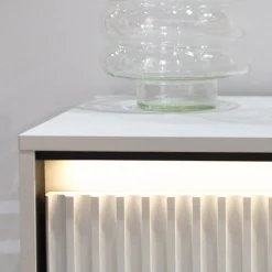 Madia 193x83h cm 4 ante con led cannettato bianco opaco nero Camelia