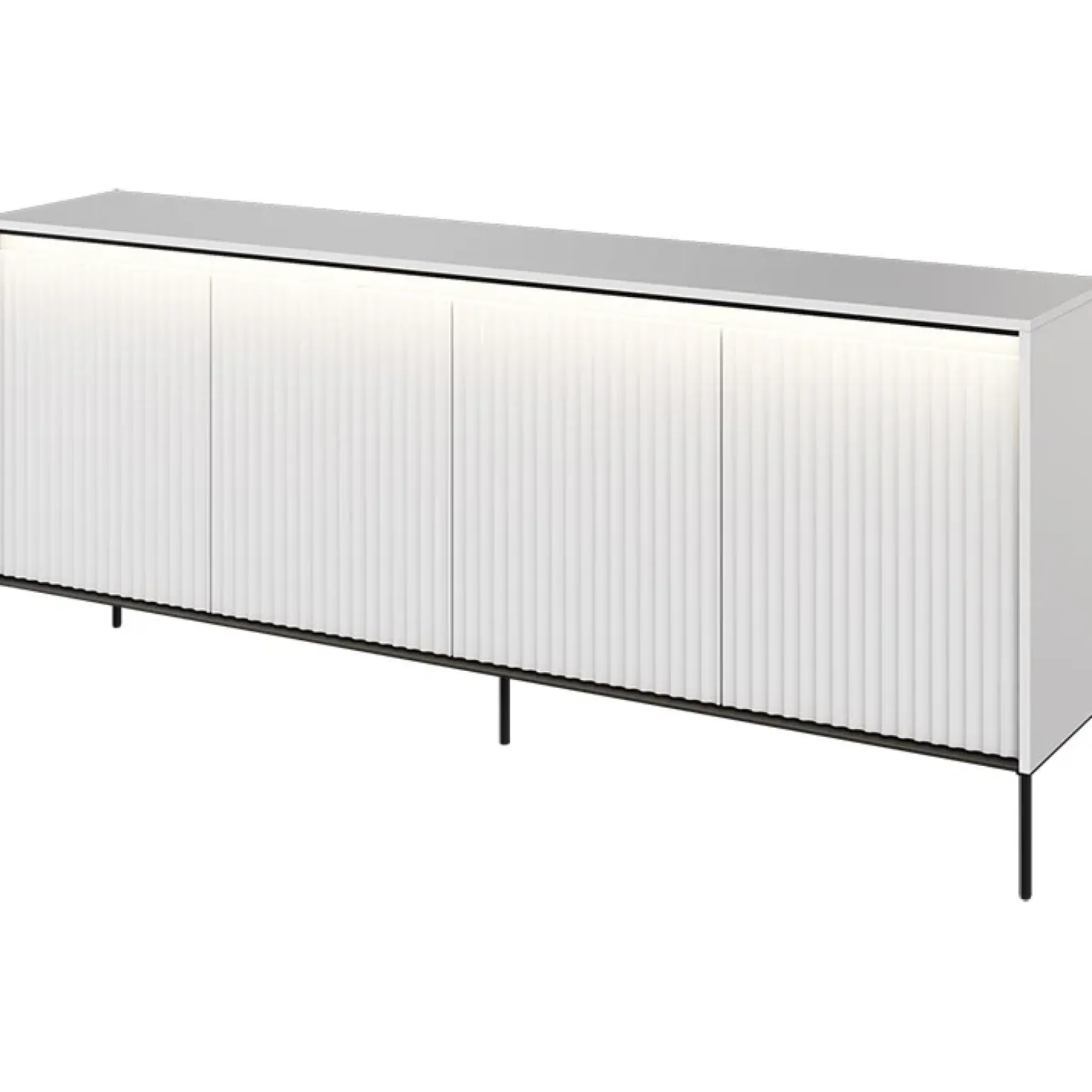 Madia 193x83h cm 4 ante con led cannettato bianco opaco nero Camelia