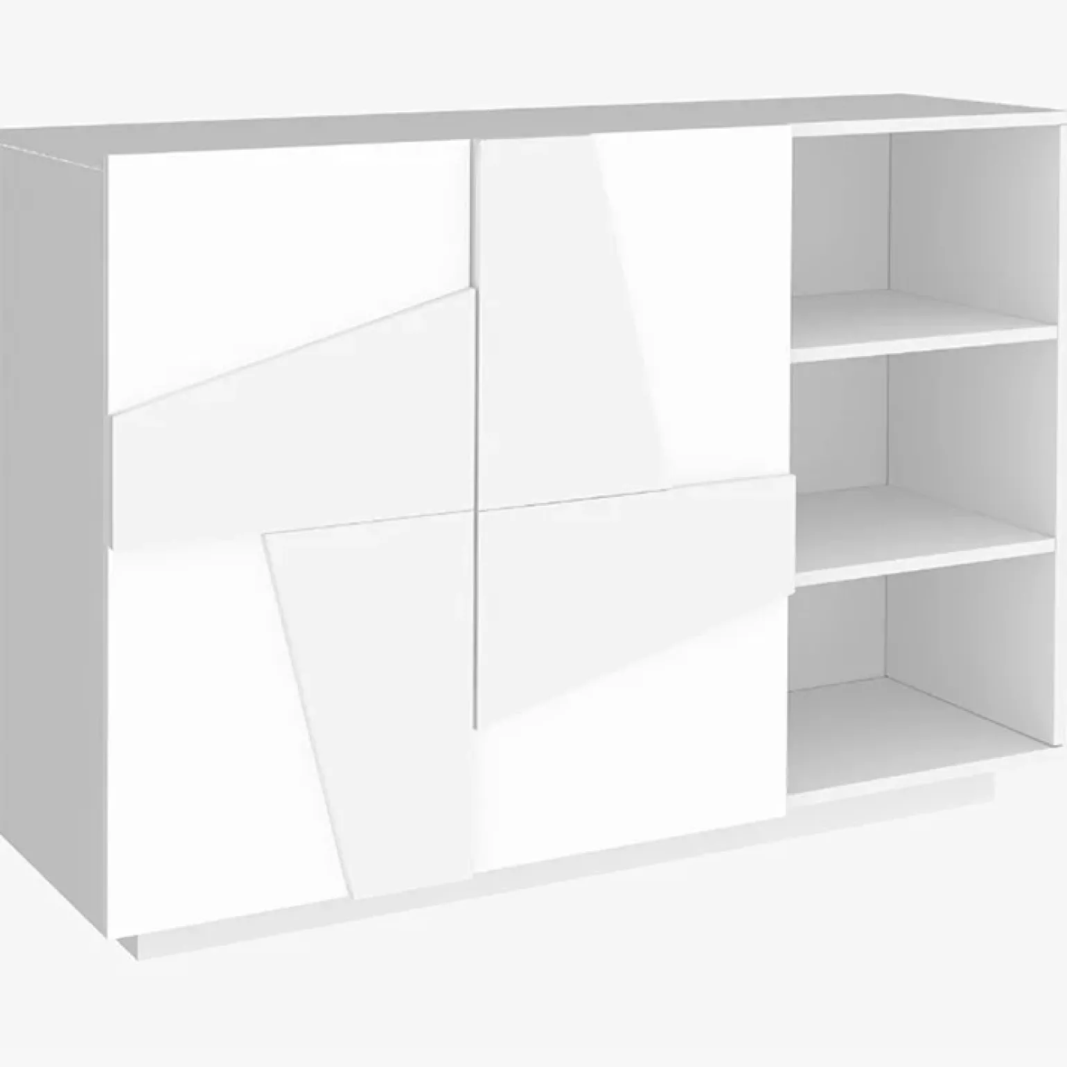 Madia 120x86h cm 2 ante e vani a giorno moderna bianco lucido Zenzero