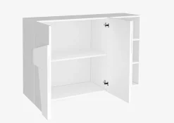 Madia 120x86h cm 2 ante e vani a giorno moderna bianco lucido Zenzero