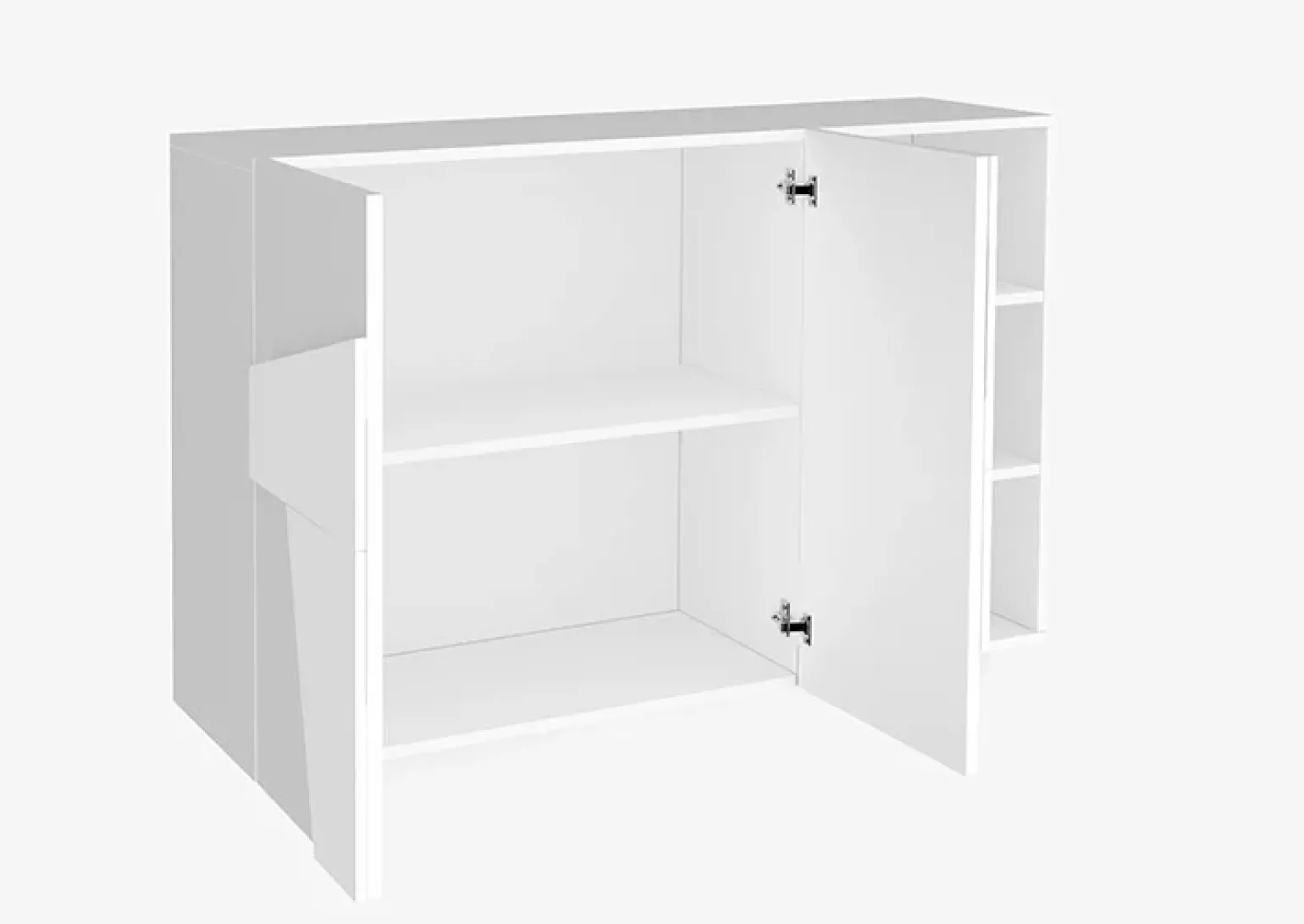 Madia 120x86h cm 2 ante e vani a giorno moderna bianco lucido Zenzero