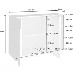 Madia 120x86h cm 2 ante e vani a giorno moderna ossido Zenzero