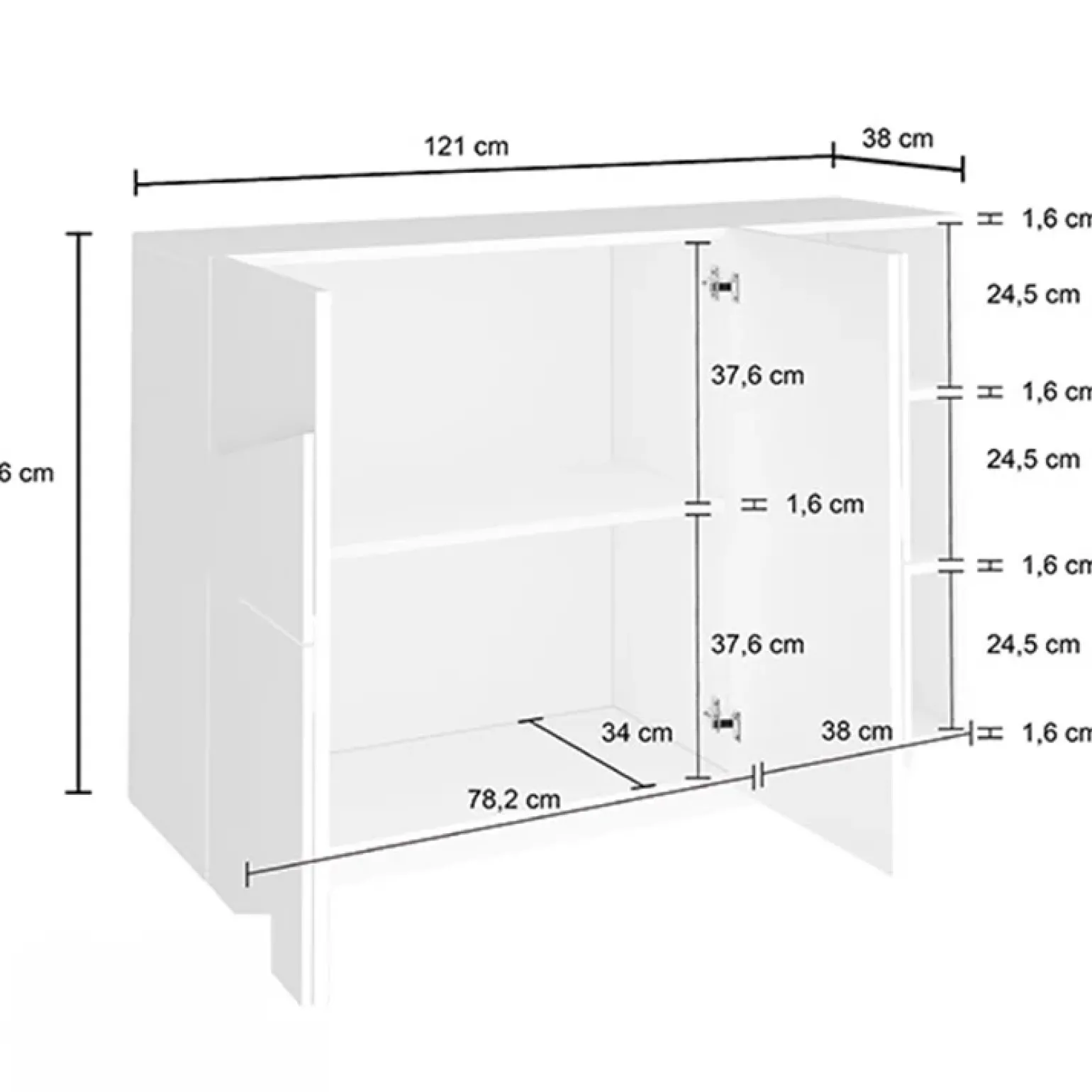 Madia 120x86h cm 2 ante e vani a giorno moderna ossido Zenzero