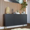 Madia 144x83h cm 3 ante moderna grafite marmo nero Visby