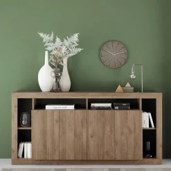 Madia 210x102h cm 4 ante moderna rovere scuro Trilogy