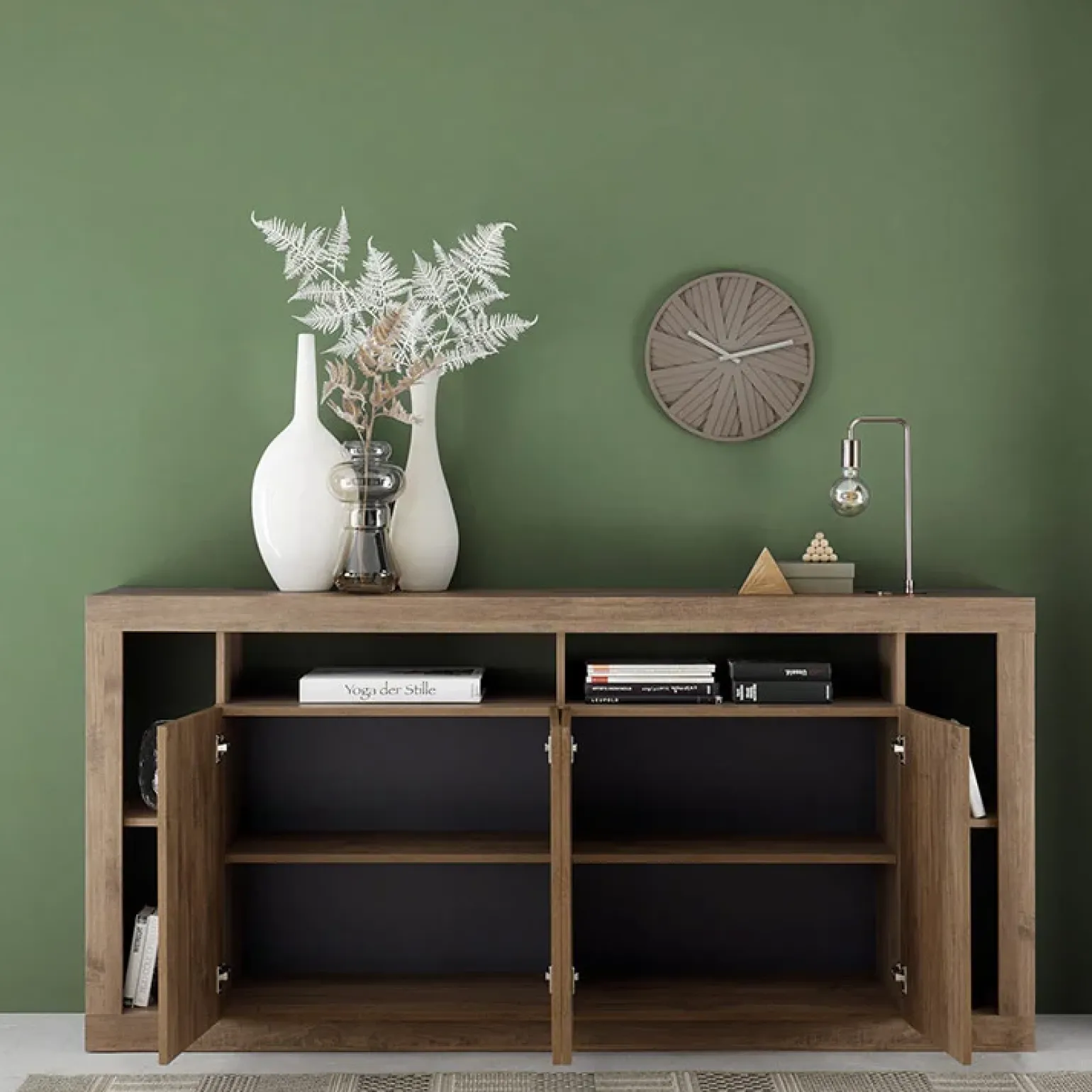 Madia 210x102h cm 4 ante moderna rovere scuro Trilogy