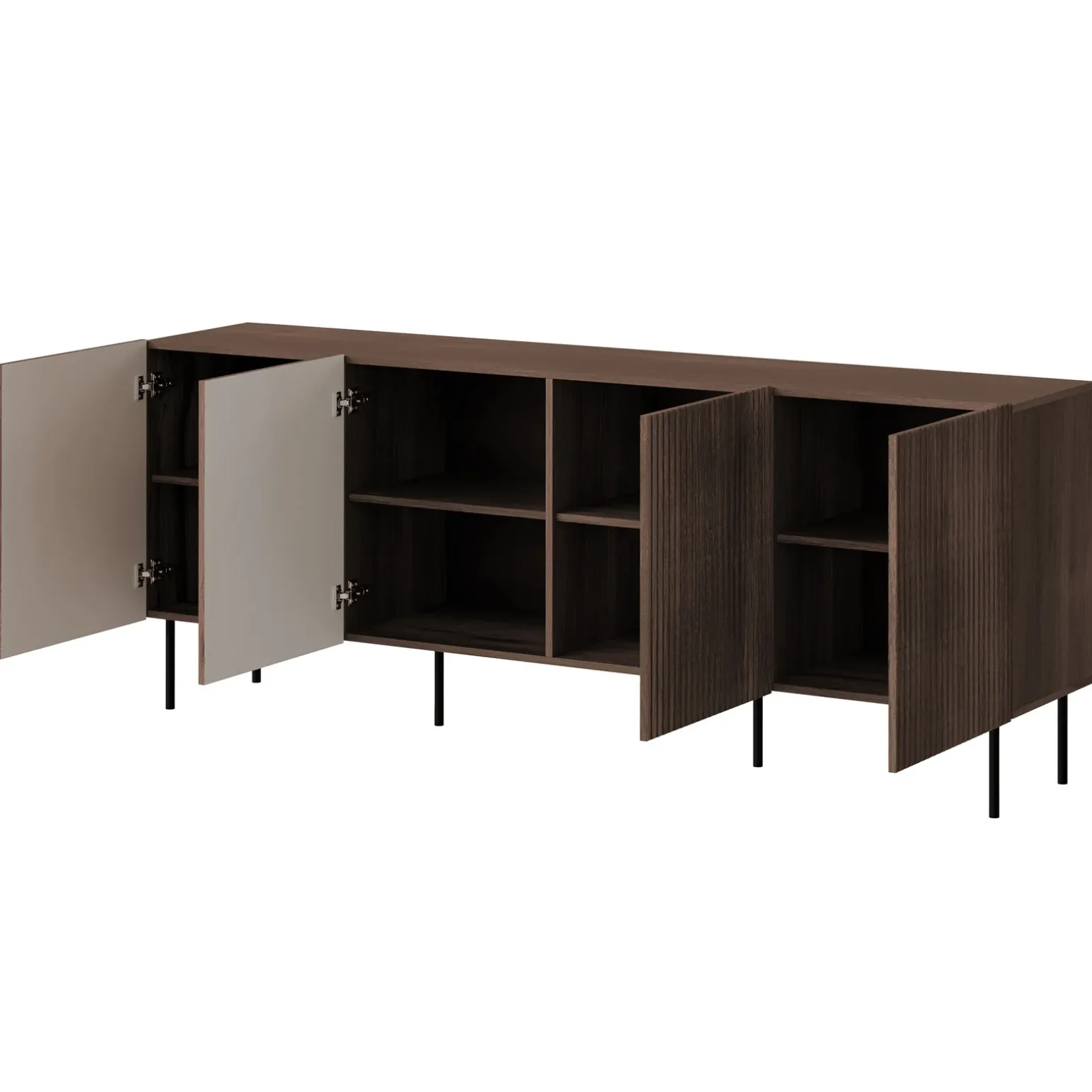 Madia 201x81h cm 4 ante moderna noce cannettato Gabiot