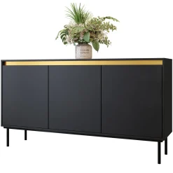 Madia 160x86h cm 3 ante moderna nero oro Praga
