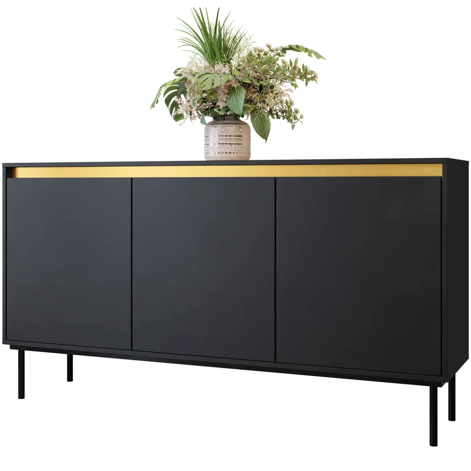 Madia 160x86h cm 3 ante moderna nero oro Praga