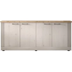 Madia 211x88h cm 4 ante moderna soggiorno rovere bianco frassinato Doria