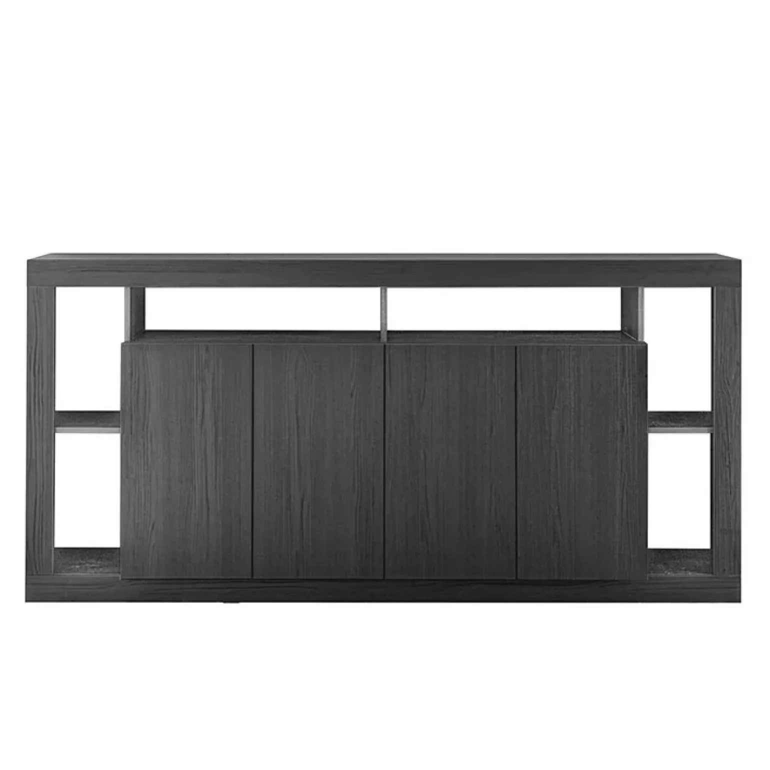 Madia 210x102h cm 4 ante moderna soggiorno nero frassinato Trilogy