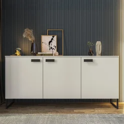 Madia 184x87h cm 3 ante moderna beige cashmere nero Casmira