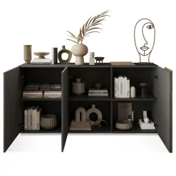 Madia 181x86h cm 3 ante moderna soggiorno titanio rovere Universal