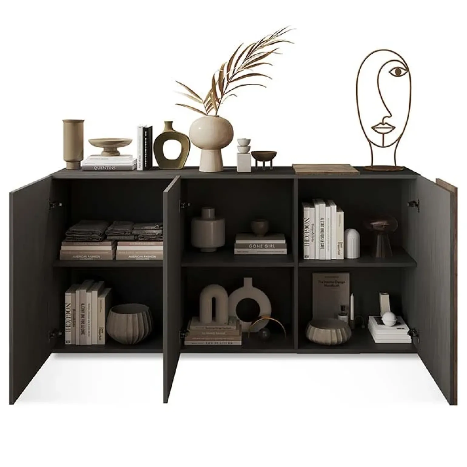 Madia 181x86h cm 3 ante moderna soggiorno titanio rovere Universal