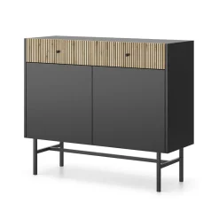 Madia 105x90h cm 2 ante moderna nero rovere cannettato Eterna