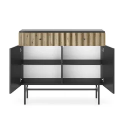 Madia 105x90h cm 2 ante moderna nero rovere cannettato Eterna