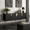 Madia 204x72h cm 4 ante moderna design nero oro Golden