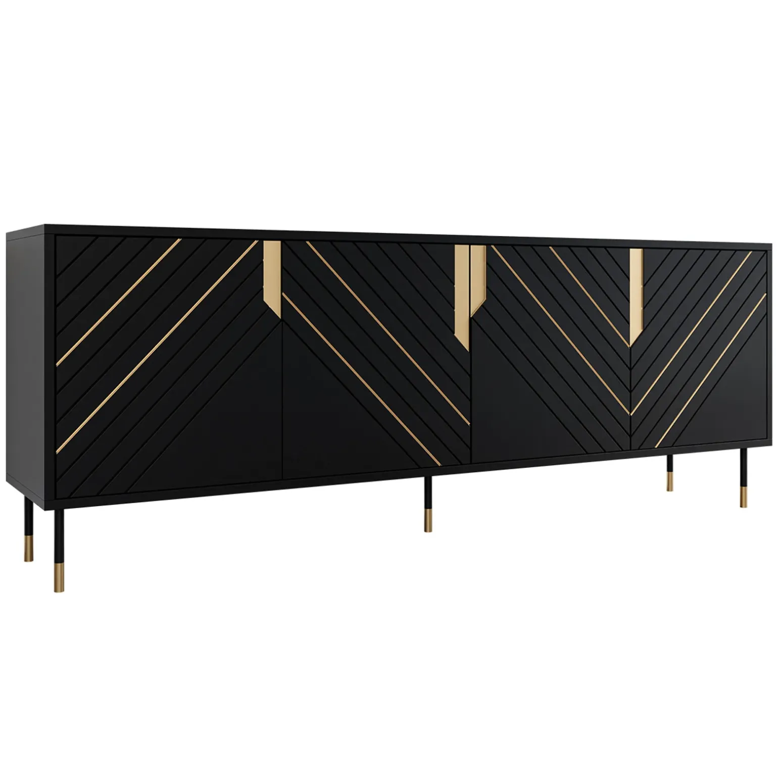 Madia 204x72h cm 4 ante moderna design nero oro Golden