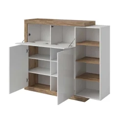 Madia 151x128h cm 4 ante moderna bianco lucido rovere Aria