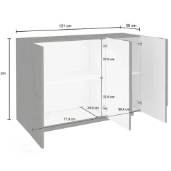 Madia 120x86h cm 3 ante moderna decorate grigio cemento Zenzero