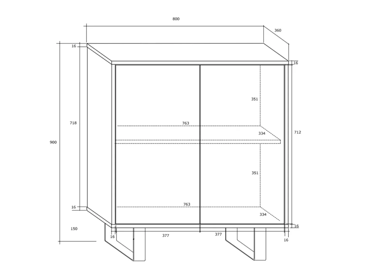 Madia 80x90h cm 2 ante moderna bianco opaco e lucido Kelli Gihome®