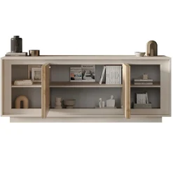Madia 207x80h cm 4 ante moderna beige rovere chiaro Deluxe