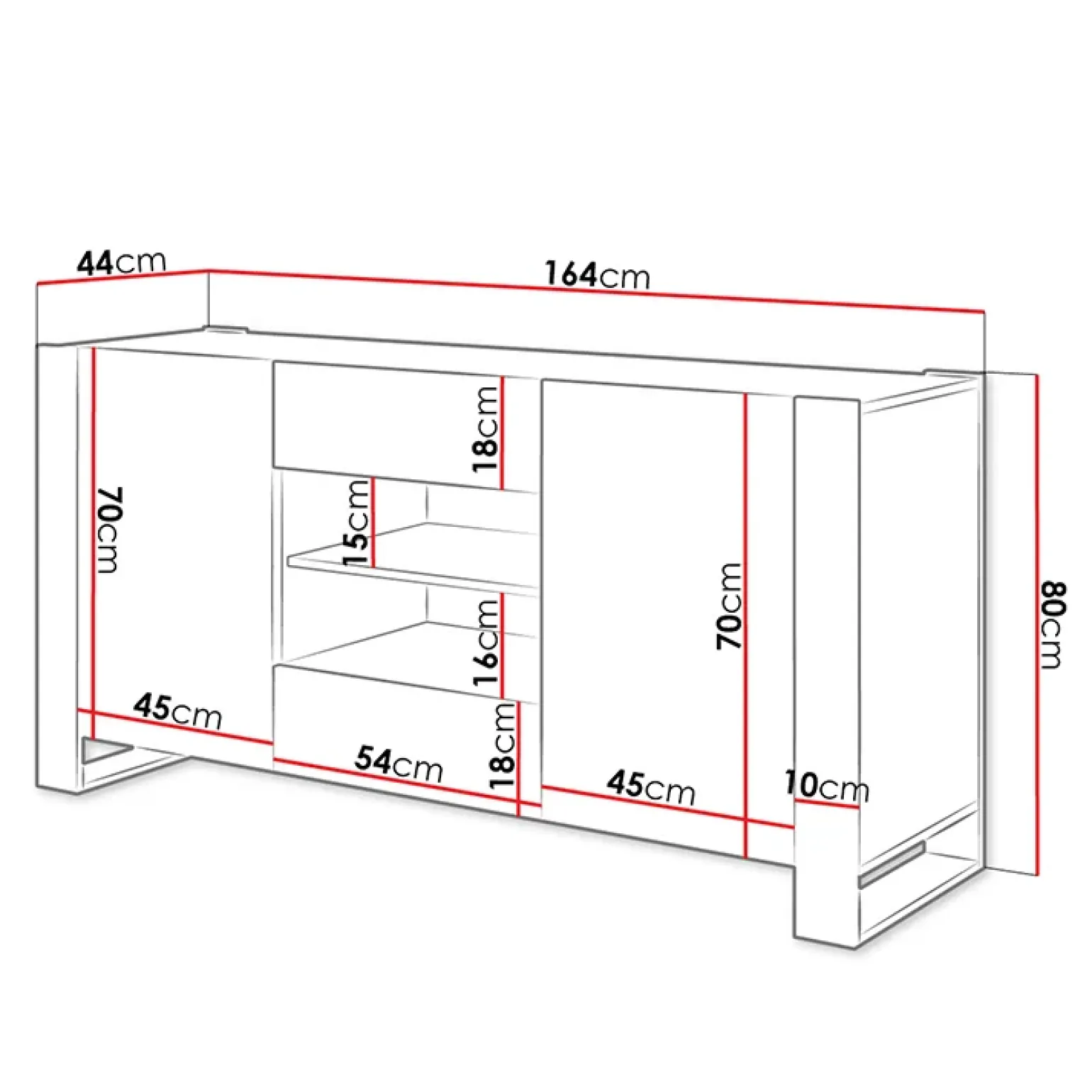 Madia 164x80h cm 2 ante moderna soggiorno rovere grigio Tampere