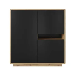 Madia 121x126h cm 3 ante moderna nero opaco rovere Esmond