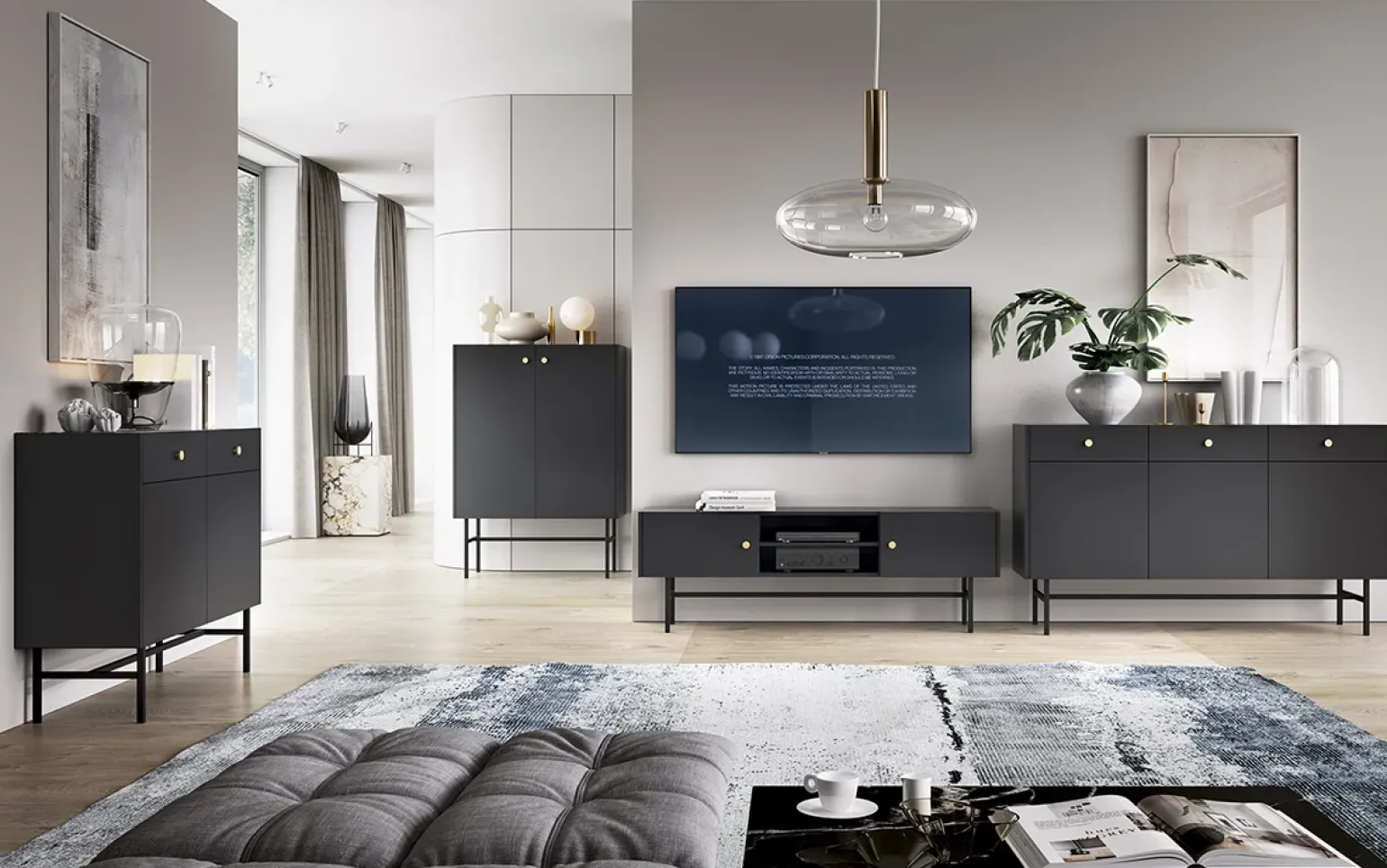 Madia 105x90h cm 2 ante moderna nero Eterna
